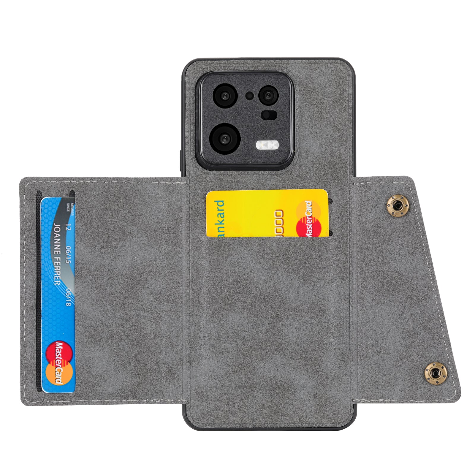 Dual Button Card Slots Case for Xiaomi 13 Pro 5G Kickstand Car Mount Metal Sheet Anti-scratch Leather Coated TPU Back Cover Dual Button Card Slots Case for Xiaomi 13 Pro 5G Kickstand Car Mount Metal Sheet Anti-scratch Leather Coated TPU Back Cover